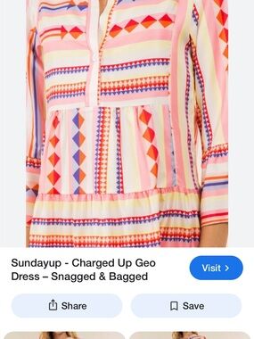 Geo Stripe Pink Casual Button-Neck Dress